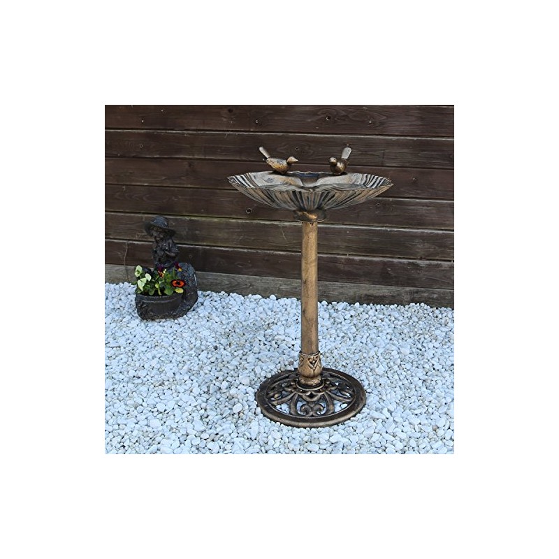 CLGarden 1552 Bird Bath VGT4, with Two Decorative Birds on