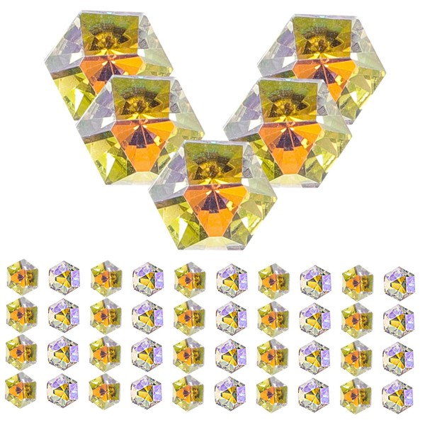 Vaguelly 50 pcs Hexagon Nail Rhinestones Durable Nail Gems for