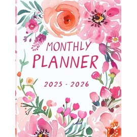 2025-2026 Monthly Planner: Large Pink Floral Two Year Agenda Organizer Diary - 24 Months Calendar | with Federal Holidays, To do list, Contact & Birthday |