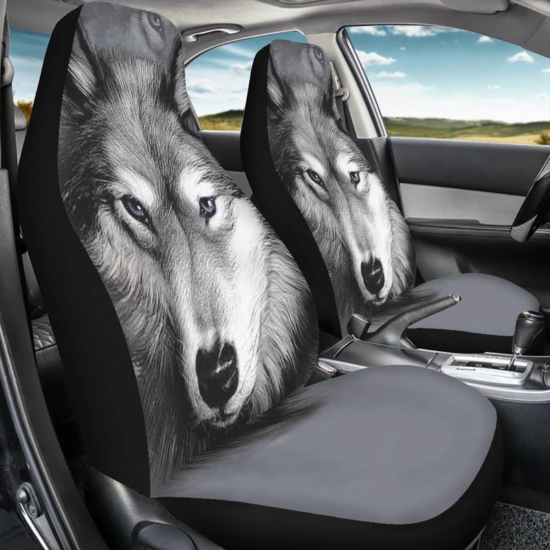 Pehede Car Seat Cover Grey Wolf Front for Cars, Easy