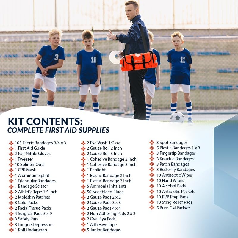 MFASCO Sports First Aid Kit Bag – 326-Piece Athletic Medical