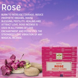 Satya Rose Incense Cone x4 pack, used for Aromatherapy, Spa, Yoga, Weddings, Reiki, Meditation, Healing by SAMASIA