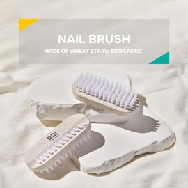 Rui Smiths CarbonConscious Cepillo de limpieza de uñas con cerdas de 2 lados para manicura y pedicura | Hecho con paja de trigo bioplástico