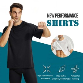 LANBAOSI 3 Pack Workout Running Shirts for Men Moisture Wicking Quick Dry Active Athletic Men's Gym Performance T Shirts