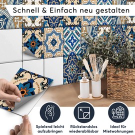 creatisto Tile Stickers for Kitchen Splashback and Great Decorations for Bathroom Tiles – Kitchen Wall Decoration – Pattern: Mexican Tiles – Pack of 9