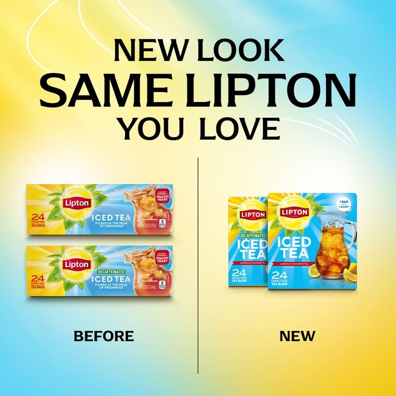 Lipton Unsweetened Iced Tea Bags, Family Size Zero Calories, 144