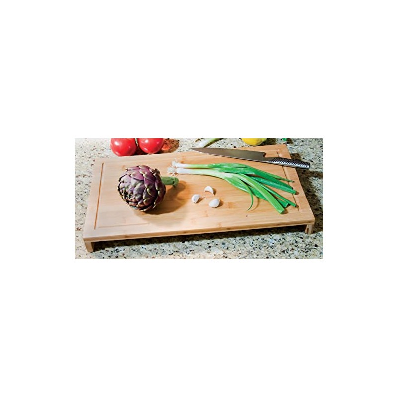 Lipper International Bamboo Wood Over-The-Sink/Stove Kitchen Cutting and Serving Board,
