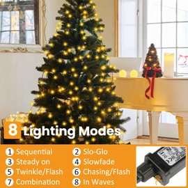 Christmas Tree Lights, 2Mx16 Xmas Tree Lights 400LED Christmas Lights Indoor, 8 Modes Waterproof String Lights Plug in Fairy Lights, Warm White Christmas Tree Lights for Christmas Tree Decorations