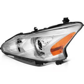 Headlight Assembly Fit For Nissan Altima 2013-2015 Chrome Housing Amber Reflector Clear Lens Driver and Passenger Side 260103TA0A 260603TA0A