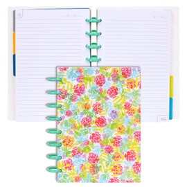 Talia Discbound Notebooks, Planner, Customizable, (xWatercolor Bloom, w/Celestial Turquoise Discs Junior (5.5in x 8.5in))