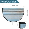 YPPAHHHH Half Round Door Mat Light Blue Gray Wooden Board
