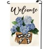 Welcome Spring Hydrangea Garden Flag 12x18 Inch Double Sided Summer