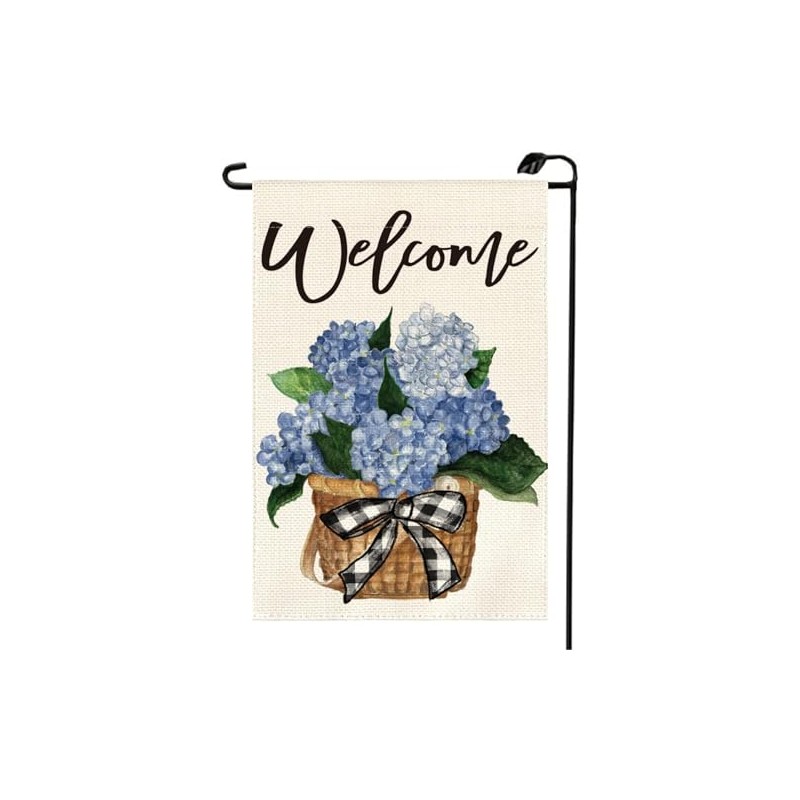 Welcome Spring Hydrangea Garden Flag 12x18 Inch Double Sided Summer