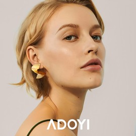 Adoyi Gold Statement Earrings for Women 14K Gold Earrings Set Big Large Statement Earrings Geometric Drop Dangle Earrings Packs for Women Birthday Party Gift Lightweight Jewelry 9 Pairs