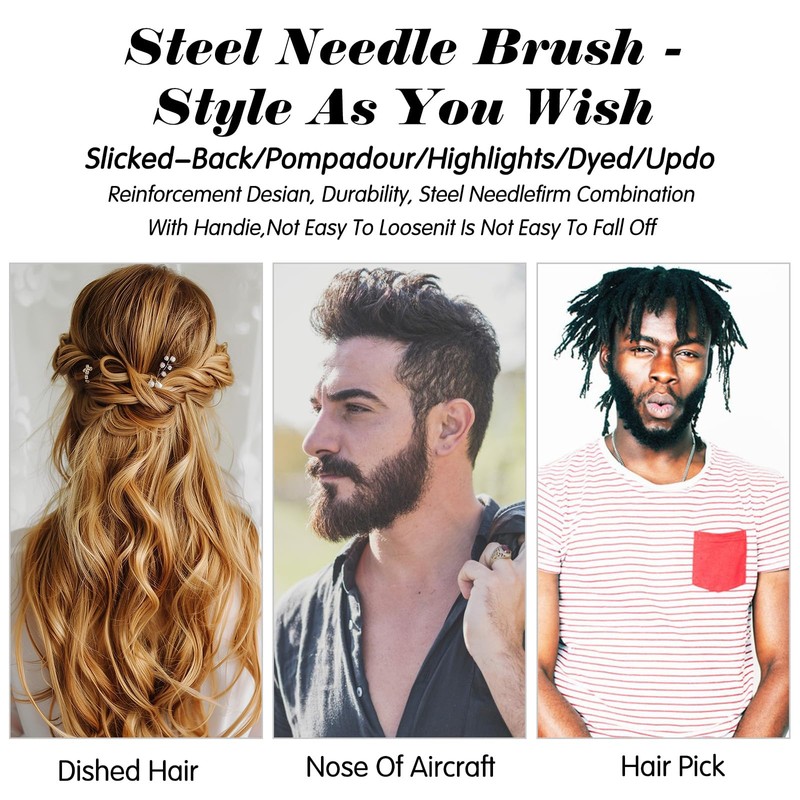 4Pcs Metal Hair Pick Steel Teeth Afro Comb Metal Picks