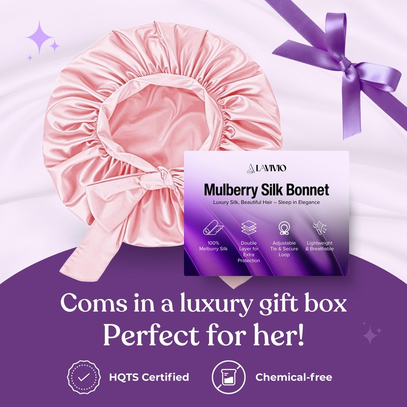 Lavivio 100% Mulberry Silk Bonnet for Sleeping Women – 22
