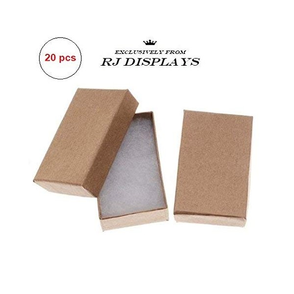 RJ Displays- 20 Pack Cotton Filled Brown Kraft Box for