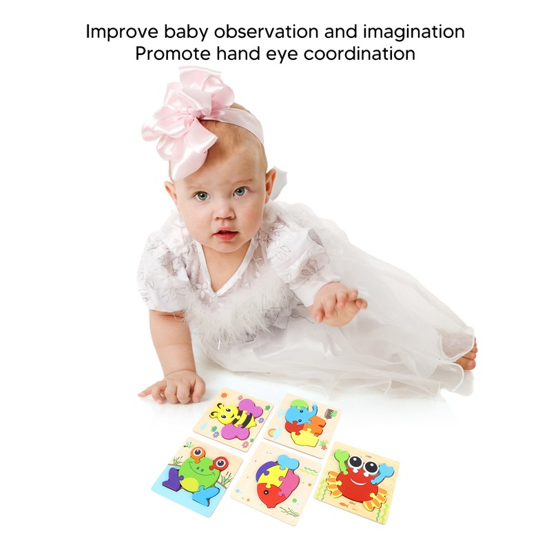 5pcs Baby Jigsaw Puzzles Animal Shaped Colorful Printing Educational Hands