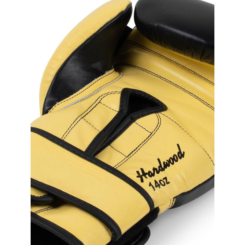Benlee Hardwood Leather Boxing Gloves, 12 oz, Black/Yellow