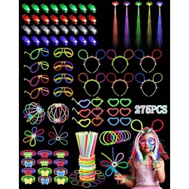 275 PCS Glow-In Dark Party Supplies Light-Up Benefit Sticks for Adults / 275개 PCS 글로우 인 다크 파티용품 라이트 업 혜택 스틱 성인용