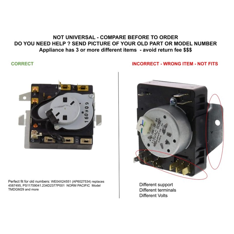 GSPUSA TMD1GM29 CKDD1GM29X Compatible with GE Dryer Timer fits Old