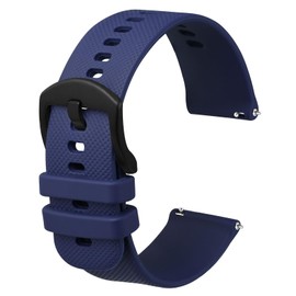 Anbeer Correa de reloj de silicona de 16 mm de liberación rápida de goma para hombres y mujeres, azul con hebilla de acero inoxidable negra