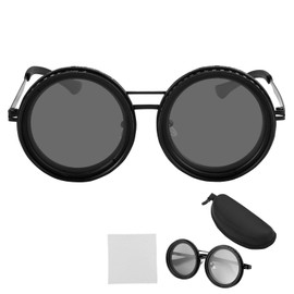 Gxpjycfob Adjustable Tint Sunglasses for Men, 1-9 Gears Adjustable Rounded Polarized Sun Glasses, Rays Sunglasses with ND Filter Lenses, for Men Beach Shady Fishing Driving