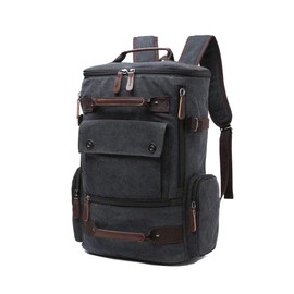 Canvas Backpack, Casual Backpack Unisex Vintage Canvas Rucksack Hiking Backpack Travel Bag Laptop Backpack School Bag Student Bag Satchel Trekking Backpack Camping Bag Black
