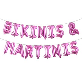 Bikinis & Martinis Hen Party Balloons Banner Beach Decorations Bach Lets Flamingle Miami Bach Palm Springs Before the Ring (Bikini & Martinis Rose Red)