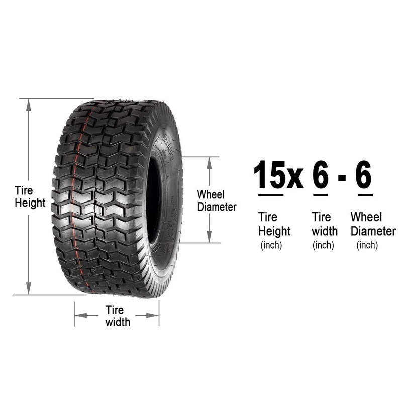 MaxAuto Lawn Mower Turf Tires 15x6-6 Front & 20x8-8 Rear