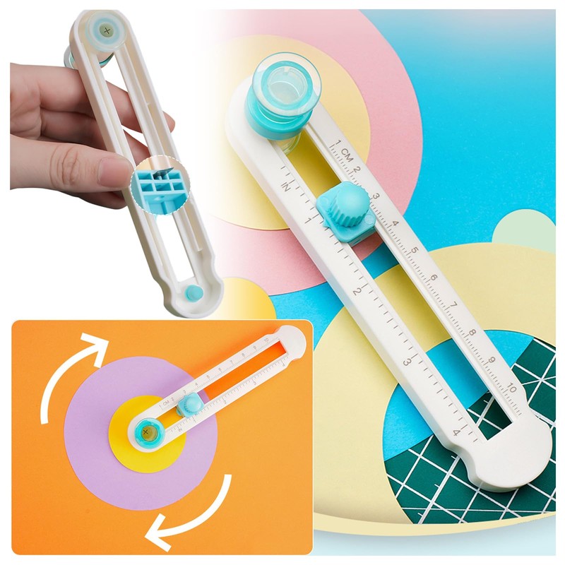 Tkxjry Circle Cutter Paper, Plastic Paper Round Cutter, Adjustable Circle