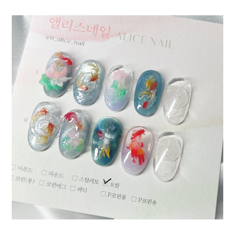 Chwiyeonmonggyeong 翠蓮夢境 |Lotus flower pond in a dream Lotus nail