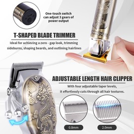soieho Hair Clipper for Men Set Cordless Electric Hair Clipper T-Shaped Beard Trimmer Nose Hair Trimmer Electric Shaver Professional Haircutting and Beauty Kit