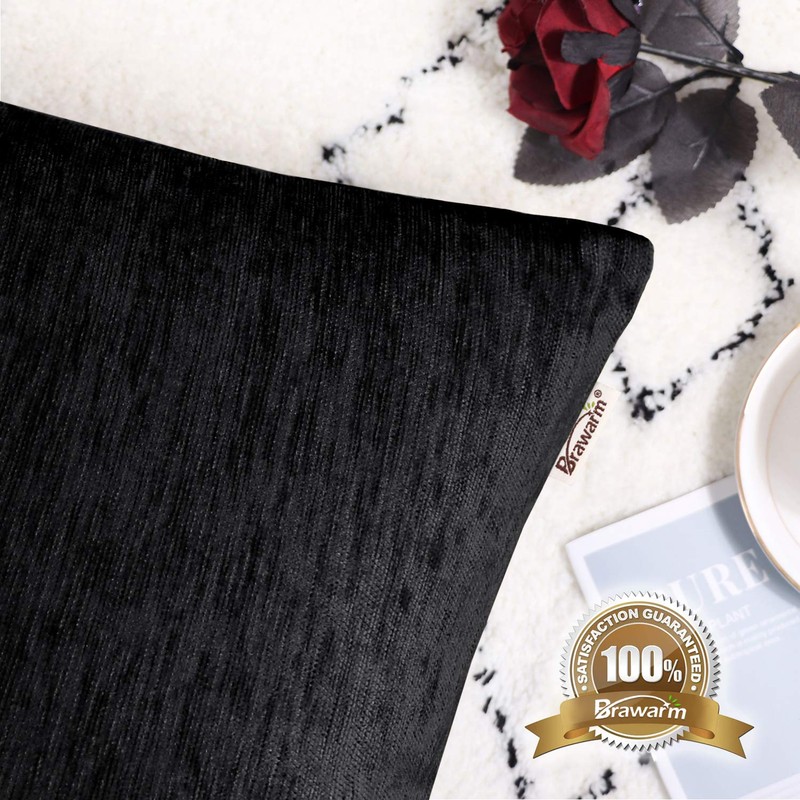 BRAWARM Chenille Throw Pillow Covers 12x20 Inches - Pack of