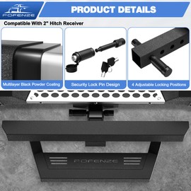 Hitch Step for 2" Trailer Hitch Receiver, Heavy Duty Steel Bumper Step with Pin Lock, Textured Black Finish, 350 lb Capacity