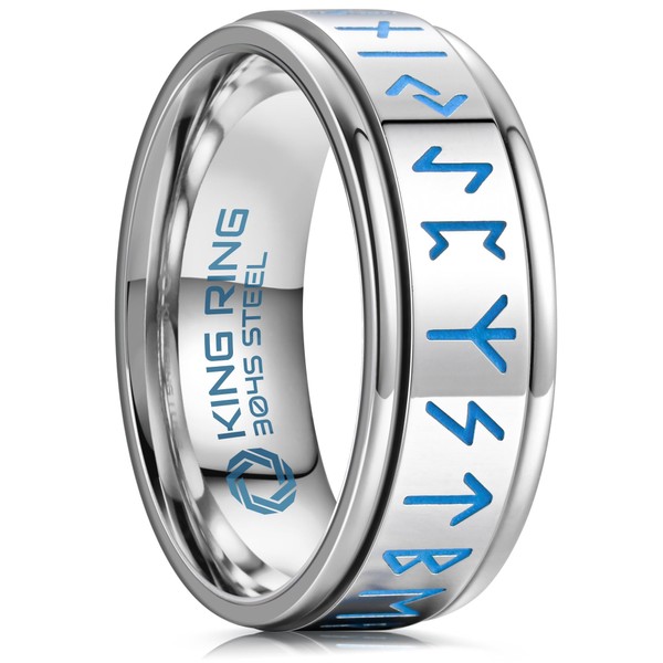 King Ring 8mm Viking Spinner Ring – Rune Triple Moon