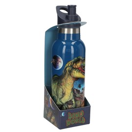 Depesche 13400 Dino World Galaxy Water Bottle in Dark Blue with Dinosaur Motif Stainless Steel Capacity Approx. 500 ml