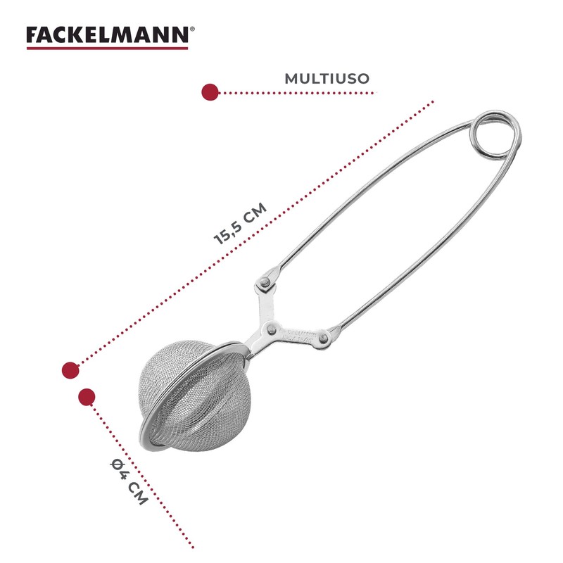 Fackelmann Infusore per tè e tisane con manico pieghevole, in