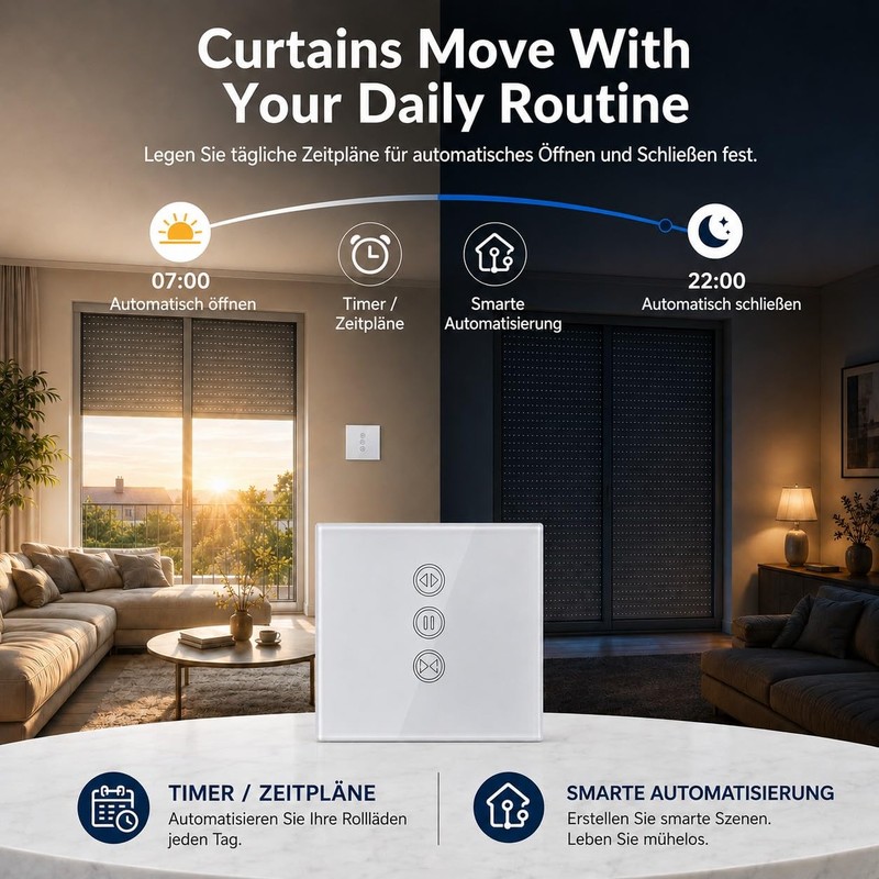 LoraTap Smart roller shutter wall switch: no hub - timer