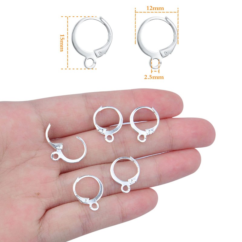 Earrings with Jump Hook,100 Pieces Round Leverback Earring Hooks Earwires
