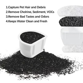 16 Pack Pet Fountain Filter Replacement, 8 Carbon Filters and 8 Replacement Foam Filters, Dog and Cat Water Fountain Filters Compatible with Multiple Pet Water Dspensers Water Bowl