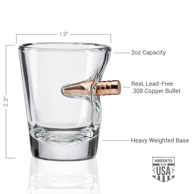 BenShot Shot Glass with Real .308 Bullet - 2oz |