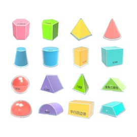 F Fityle 16x Folding Geometric Shapes Manipulatives Toy Cylinder Sphere Early Math Cone Learning Toys Pattern Blocks for Kindergarten