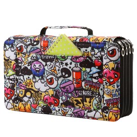 Lbxgap - Estuche para lápices de colores, 300 ranuras individuales, bolsa para lápices, organizador de lápices de gran capacidad con asa y correa práctica caja de lápices de colores con patrón de