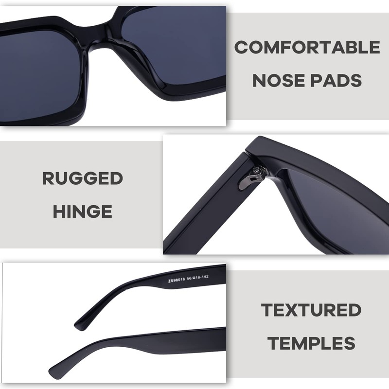 SHEEN KELLY Rectangular Retro Sunglasses Women Men Square Vintage Chunky