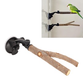 Wood Bird Perch, 15CM Adjustable Parrot Perches Parrot Stand Bird Perch Stand Non Slip Texture Safe for Birds with Suction Cup for Parakeets and Cockatoos