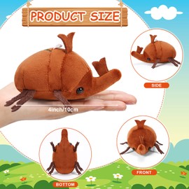 Meooeck 6 Pieces Simulation Beetle Plush Toy 4 Inch Small Beetle Stuffed Animal with Bead Chain Hanging Insect Plush Stuffed Insects Soft Crustaceans Animals for Boys Girls Birthday Animal Theme Party