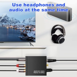 Aswalling Portable 3.5mm Jack Coaxial Optical Fiber Digital to Analog Audio AUX L/R Converter Digital Audio Decoder Amplifier