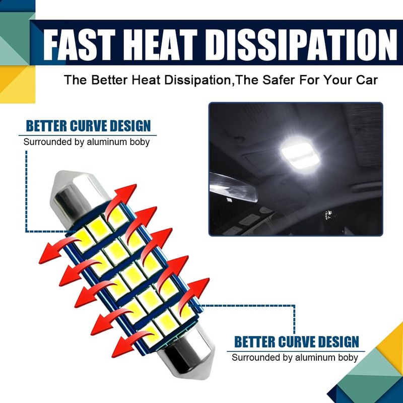 Middrivr 4PCS Interior Car LED Dome Light, Car Reading Light,