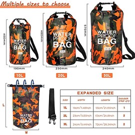 Bolsa Impermeable,Dry Bag 10l 20l 30l con Correa de Hombro Ajustable,Bolsa Estanca Impermeable para Kayak,Rafting,Natación, mochila impermeable para senderismo y deportes acuáticos. (naranja, 10L)